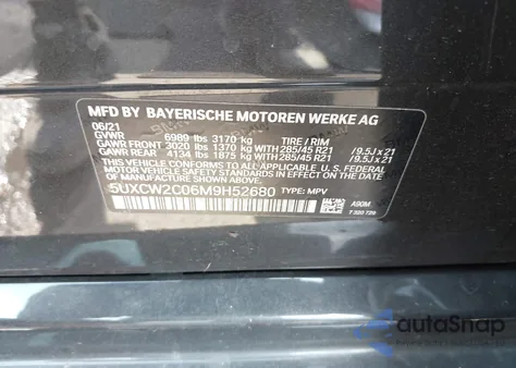 2021 BMW X7 xDrive40I из США, поврежденный, VIN 5UXCW2C06M9H52680